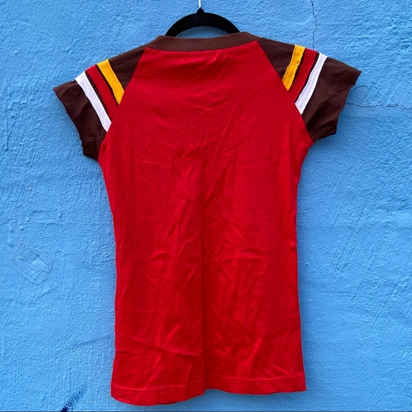 Red Y2K dragon tshirt with flames and striped, Size XS, NWOT - Picture 2 of 9